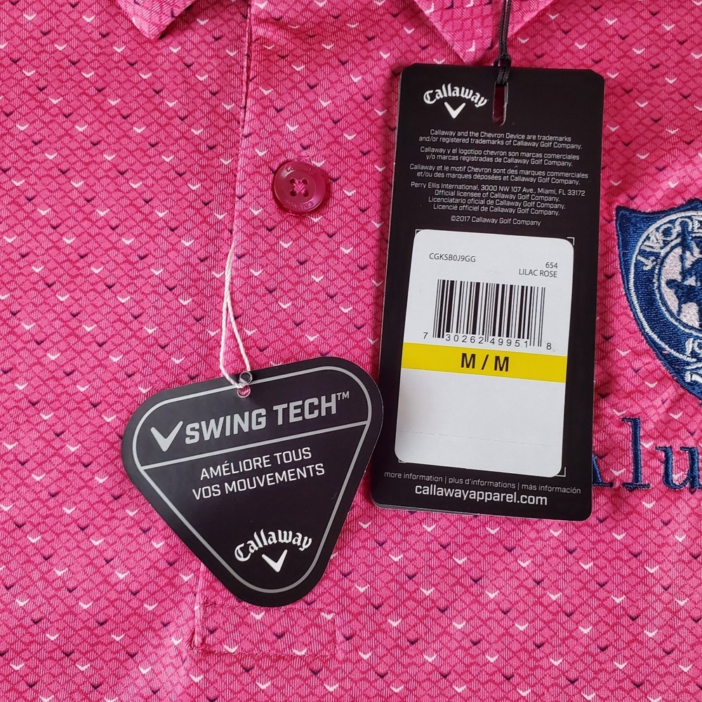 Callaway Shirt Men XL Pink AOP Swing Opti Dri Swing Tech Polo J Wood Pratt Golf - Picture 12 of 16